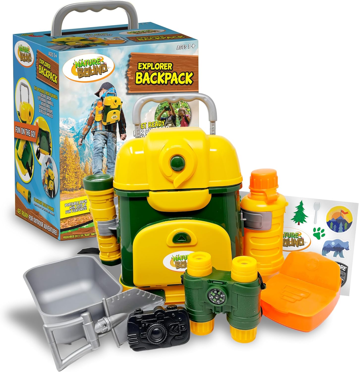 Outdoor Adventure For Toddlers - 幼児と子供向けのネイチャー・バウンド・エクスプローラー・バックパック9点セット | 究極のアウトドアアドベンチャー プレイセット サファリギア付き：双眼鏡