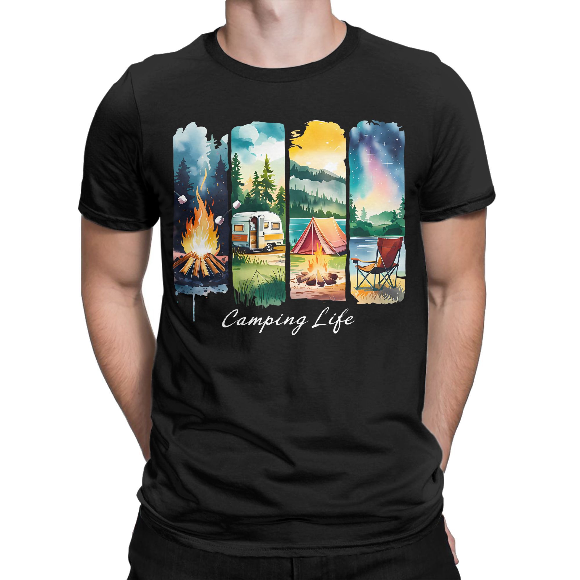 Outdoor Adventure Rv - キャンプライフ Tシャツ RV テント キャンプファイヤー フォレスト