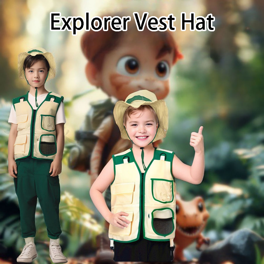 Outdoor Adventure Activities For Kids - キャンプ用の防虫ベストと帽子,アウトドアアドベンチャー用の服,複数のポケット,コスプレコスチューム,昆虫,釣りパーティー