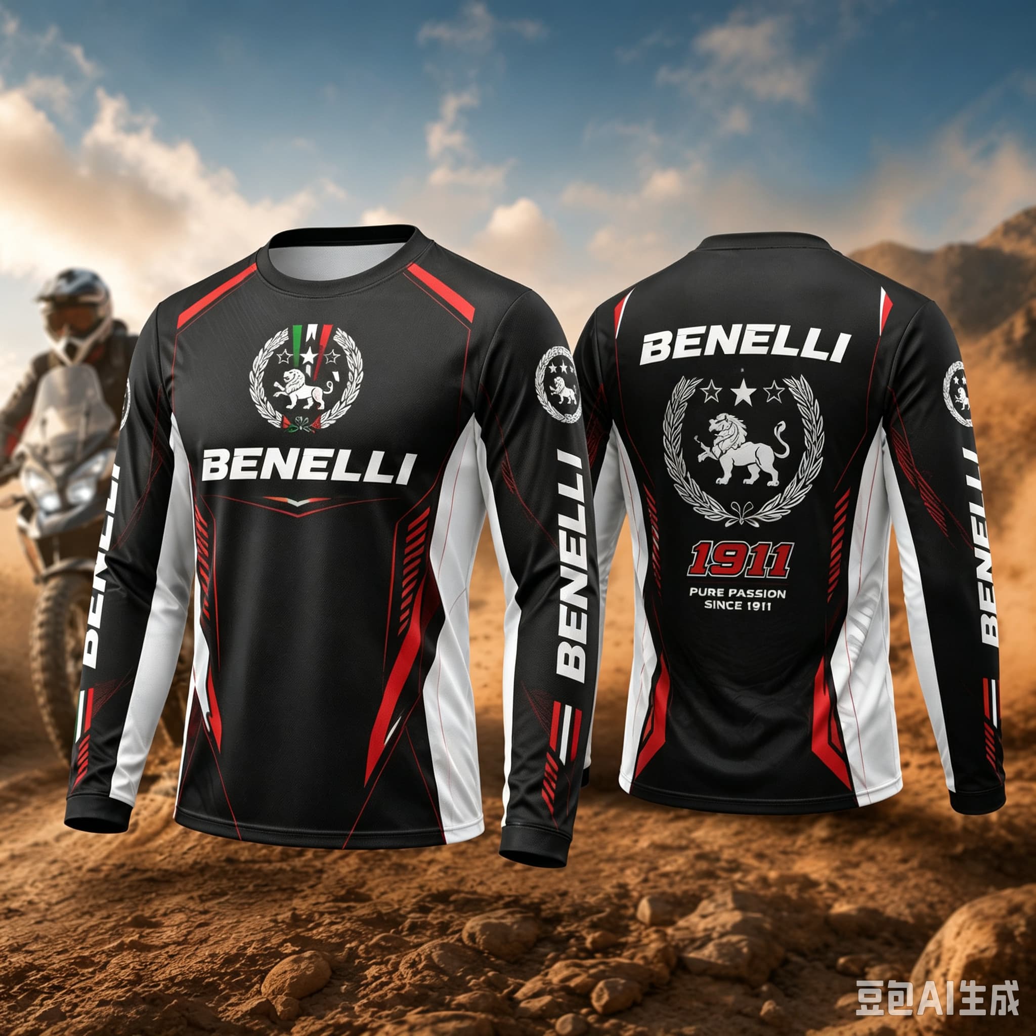 Outdoor Adventure Wear - 2027年新作 ベネリ ライダー Tシャツ 長袖 バイクシャツ