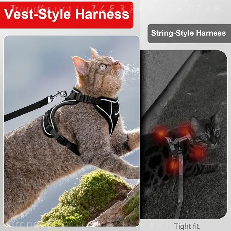 猫用ハーネスとリードセット、脱走防止、柔らかく調節可能、通気 - Outdoor Adventure Wear のレビューと価格