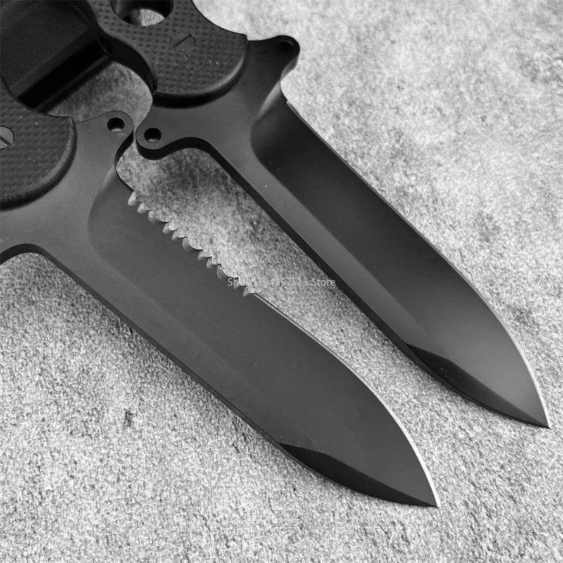 ポータブルアウトドアストレートナイフフルタングブラックG10 - Survival Knife Full Tang のレビューと価格