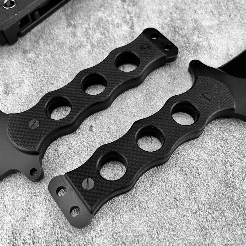 ポータブルアウトドアストレートナイフフルタングブラックG10 - Survival Knife Full Tang のレビューと価格