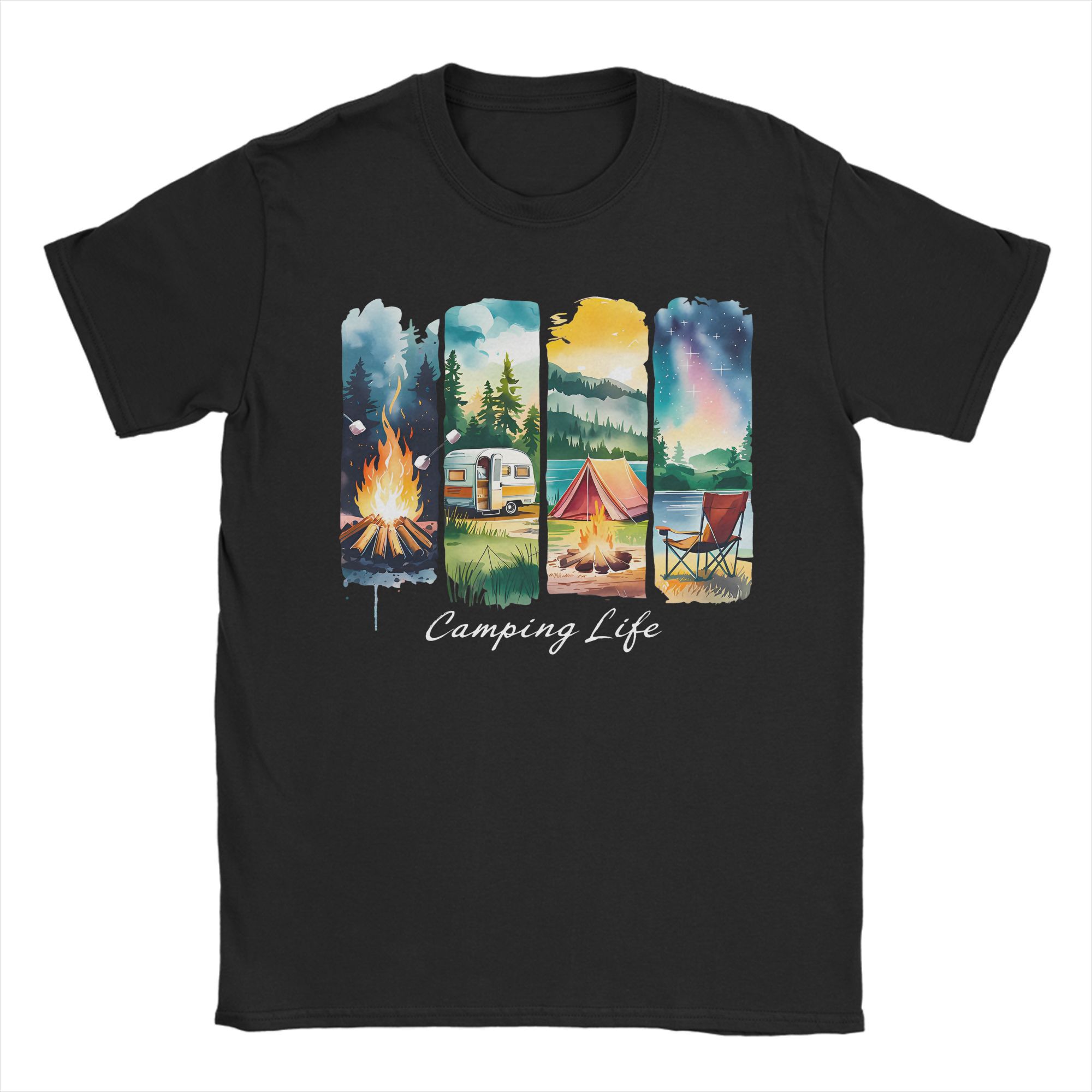 キャンプライフ Tシャツ RV テント キャンプファイヤー  - Outdoor Adventure Rv のレビューと価格
