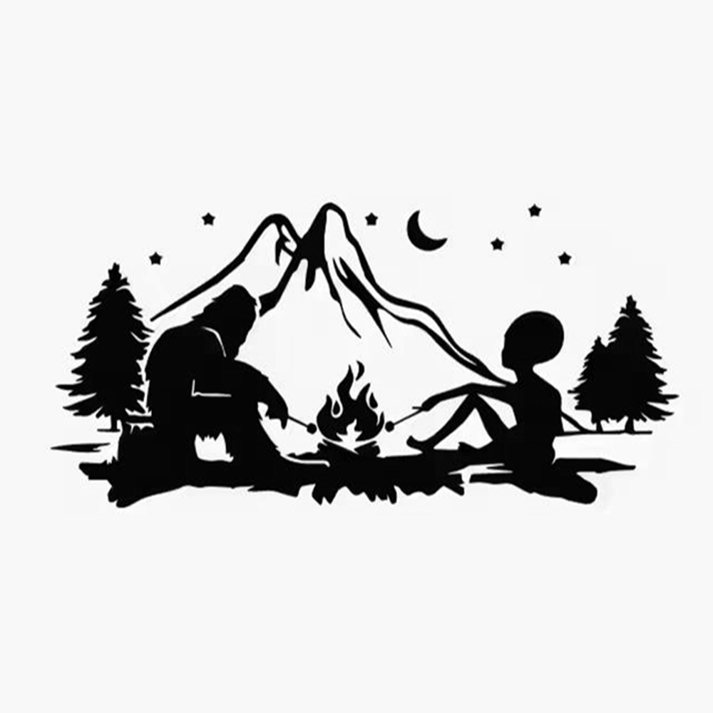 エイリアンとビッグフットのキャンプファイヤービニールデカール - Outdoor Adventure Rv のレビューと価格