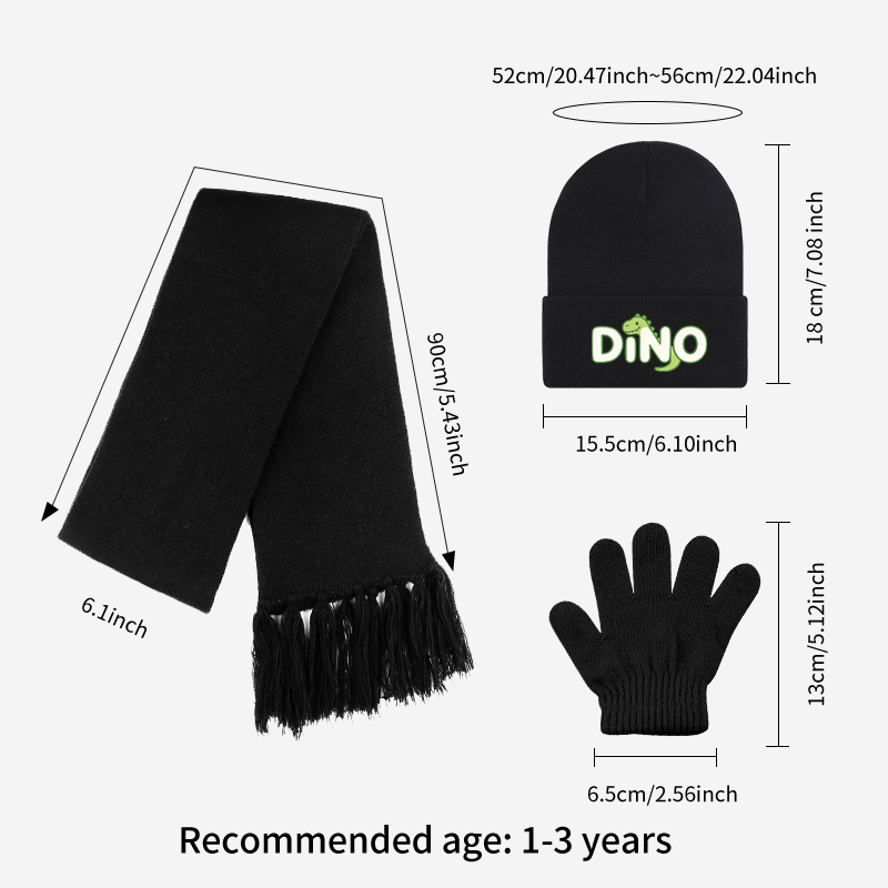 かわいい恐竜DINOレタープリント3点セット、子供用帽子・マ - Outdoor Adventure For Toddlers のレビューと価格