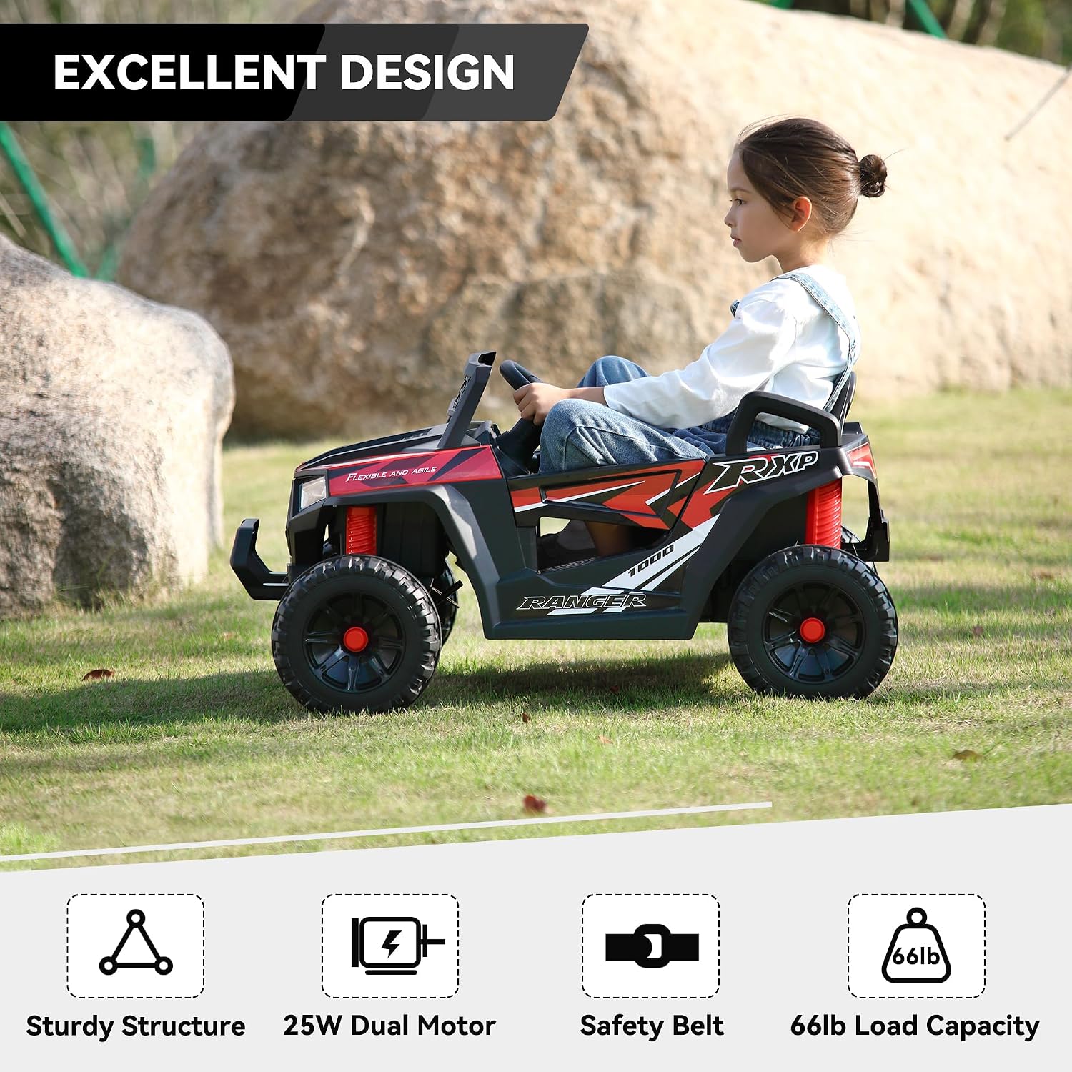 子供用バッテリー駆動4輪車 電動おもちゃ 幼児用 36 レッ - Outdoor Adventure For Toddlers のレビューと価格